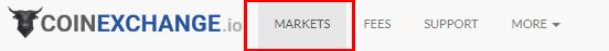 Coinexchange биржа: вкладка Рынки.