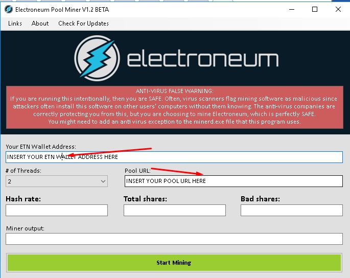 electroneum pool miner software