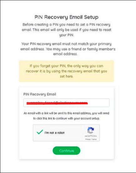 PIN recovery email setup on Electroneum