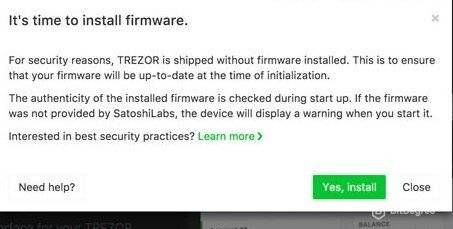 Trezor wallet review: installing Trezor's firmware.