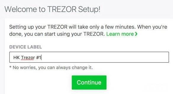 Trezor wallet review: Trezor interface setup.