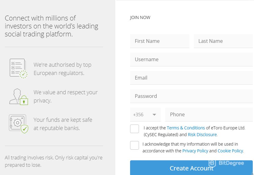 Mua Bitcoin bằng Paypal: tham gia eToro.