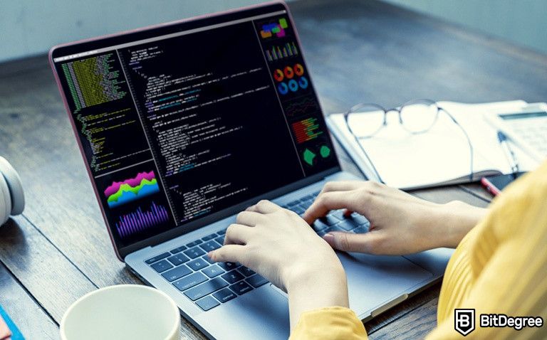 Udacity Python: a girl programming on her computer